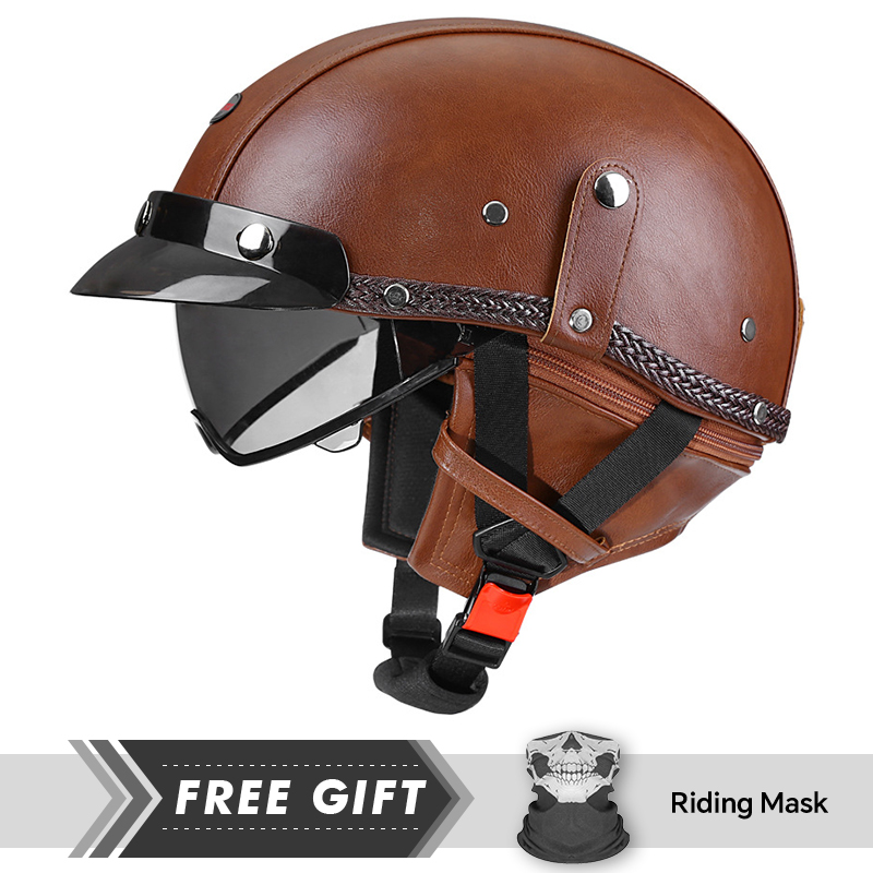 Motorcycle Half Helmet Leather - Motorcycle Gear In Store recensione e prezzo
