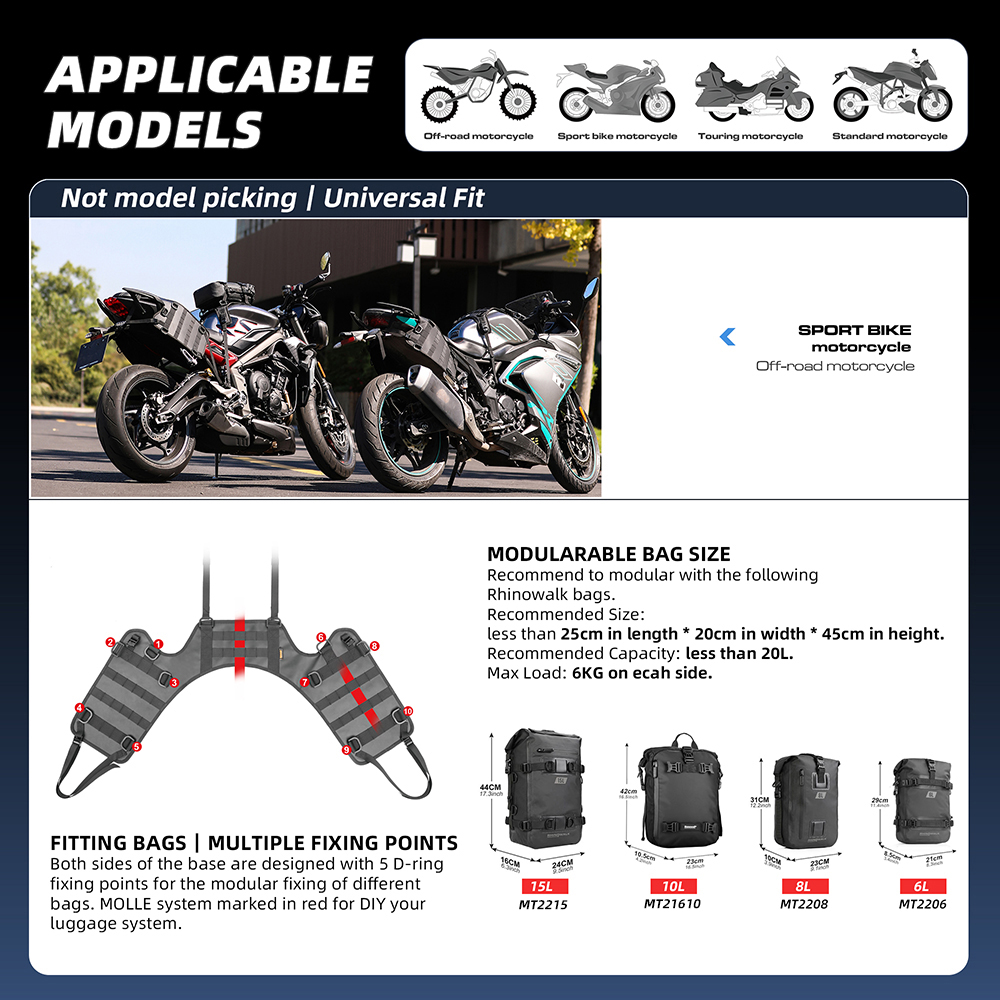 Rhinowalk Motorcycle Saddle Ba - Tail Bag Rack recensione e prezzo