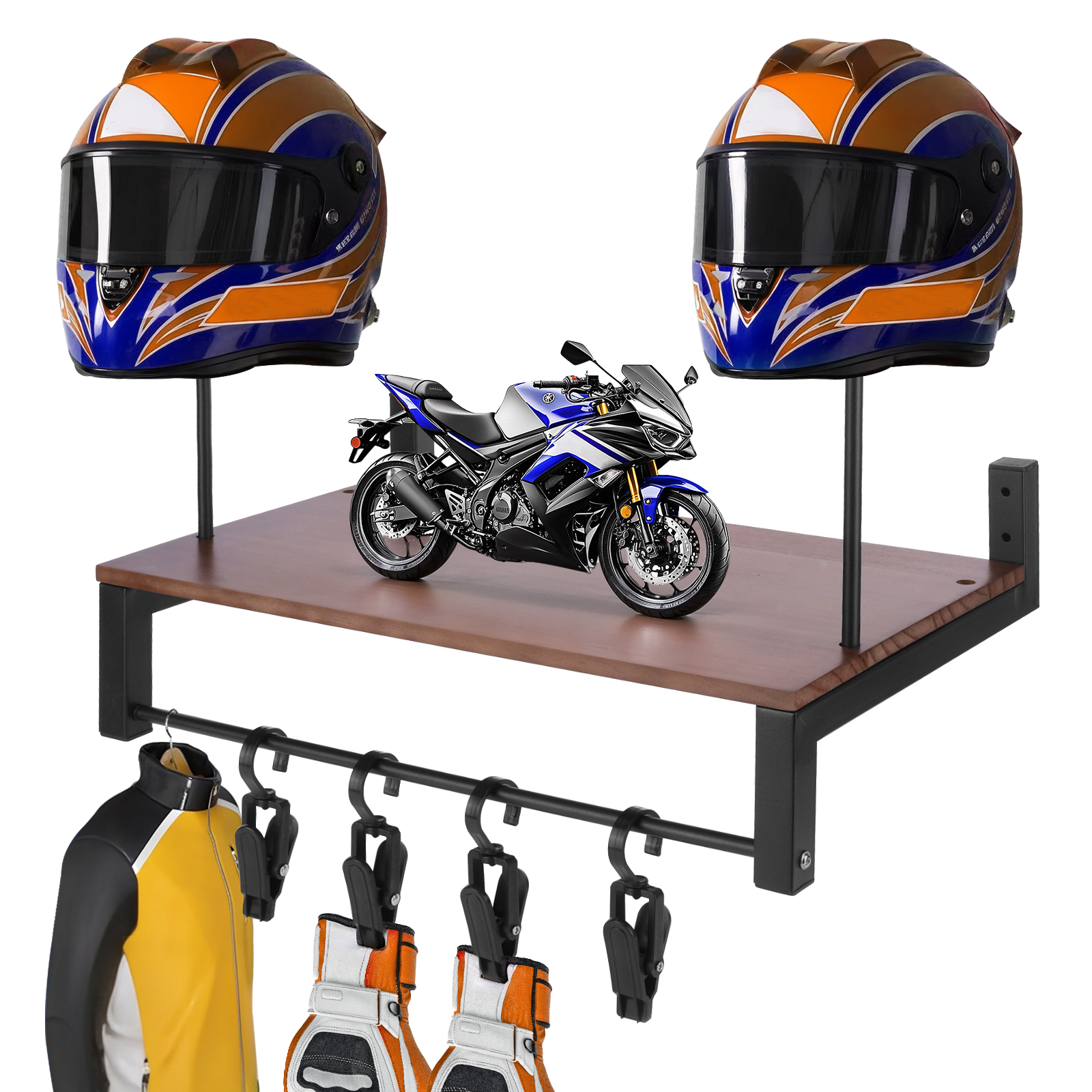 Wooden Motorcycle Helmet Holde - Motorcycle Gear Rack recensione e prezzo